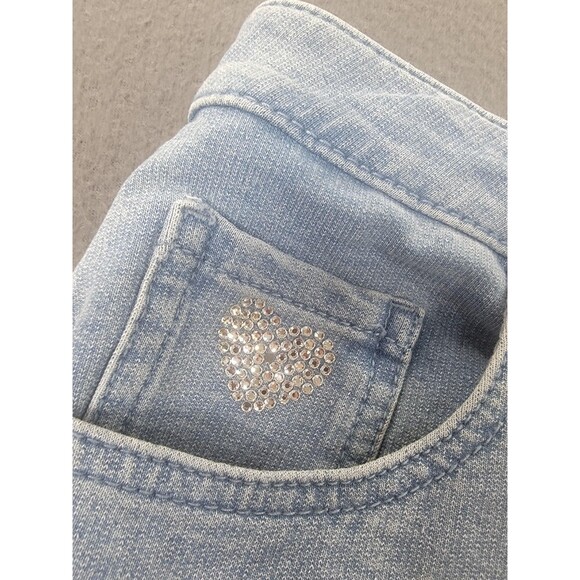 Quacker Factory Jeans Womens 10 Light DreamJeannes Straight Heart Rhinestone - Picture 9 of 14
